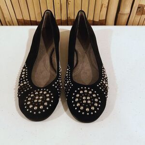Whimsigoth Grunge Aerosoles Becxtreme Black Studded Ballet Flats Suede 6.5M